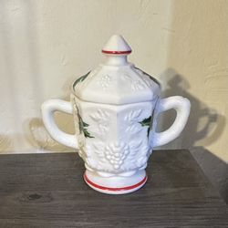 Westmoreland Milk Glass - Hollyberry Sugar