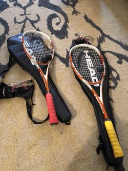 Squash Racket pair with glasses