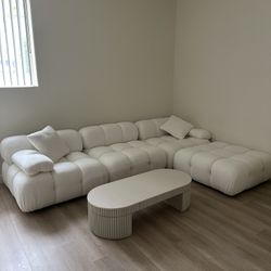 Calliope Cream vegan Shearling 4-piece Modular Sectional