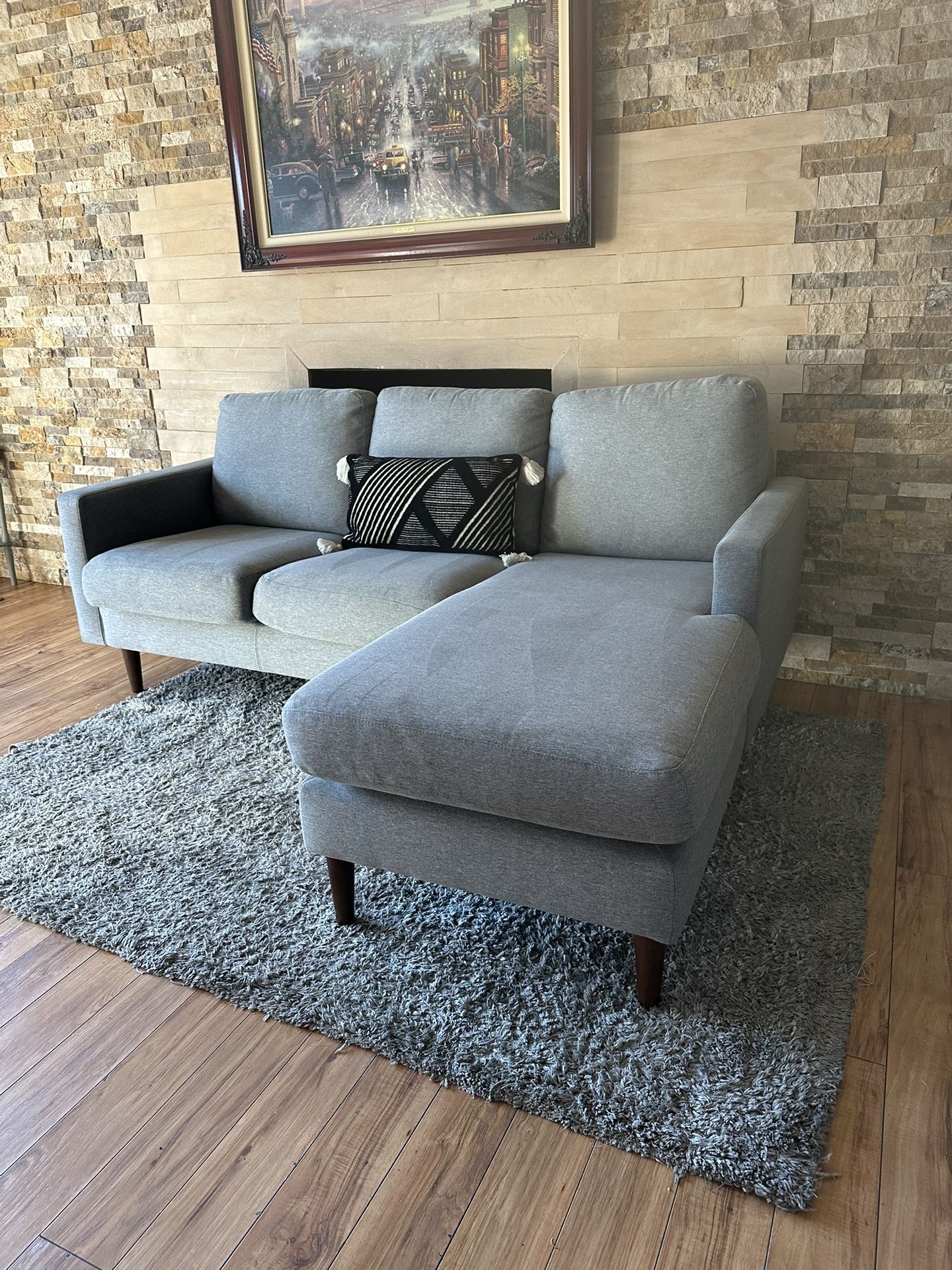FREE DELIVERY- 2-Piece Grey Sectional Sofa
