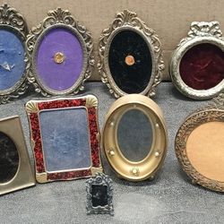 9 vintage miniature picture frames selling entire collection. See our other great art antiques jewelry furniture toys Sports collectible items now pos