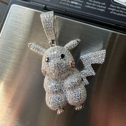 Silver Picachu Pendant With Simulated Diamond 16.3 Grams