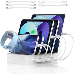 USB C Charging Station for Multiple Devices: 90W 5 Ports Multi Fast Charger for iPhone iPad Tablets Phone Airpods - Charging Dock Organizer with Adjus