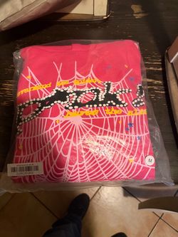 Sp5der Pink Web Graphic Hoodie Size Medium