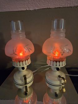 Pair of Vintage 1940s hurricane lamps