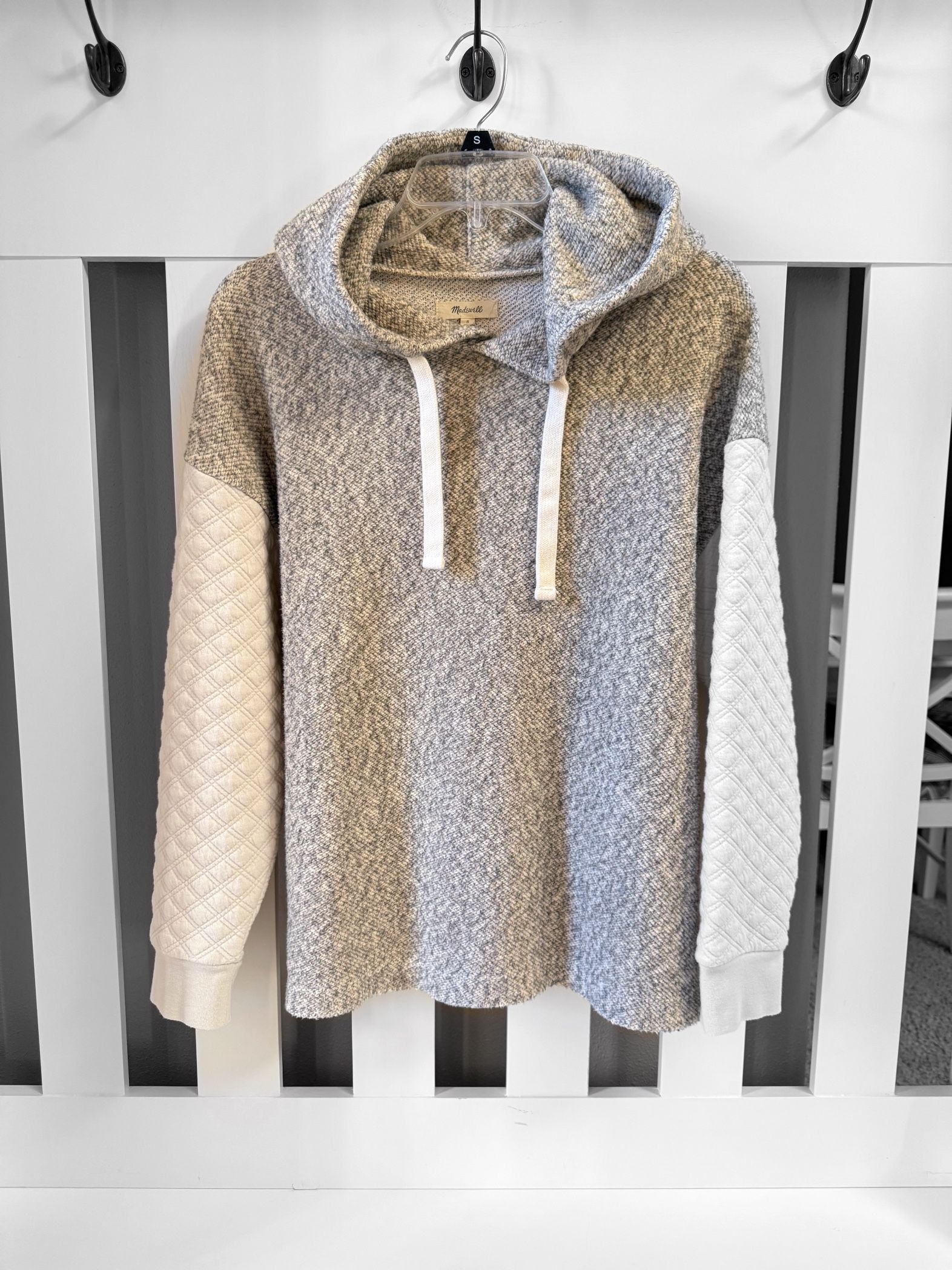 madewell quilted-sleeve hoodie sweatshirt small oversized 