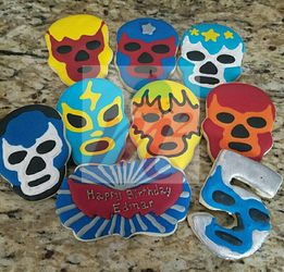 Lucha libre birthday cookies