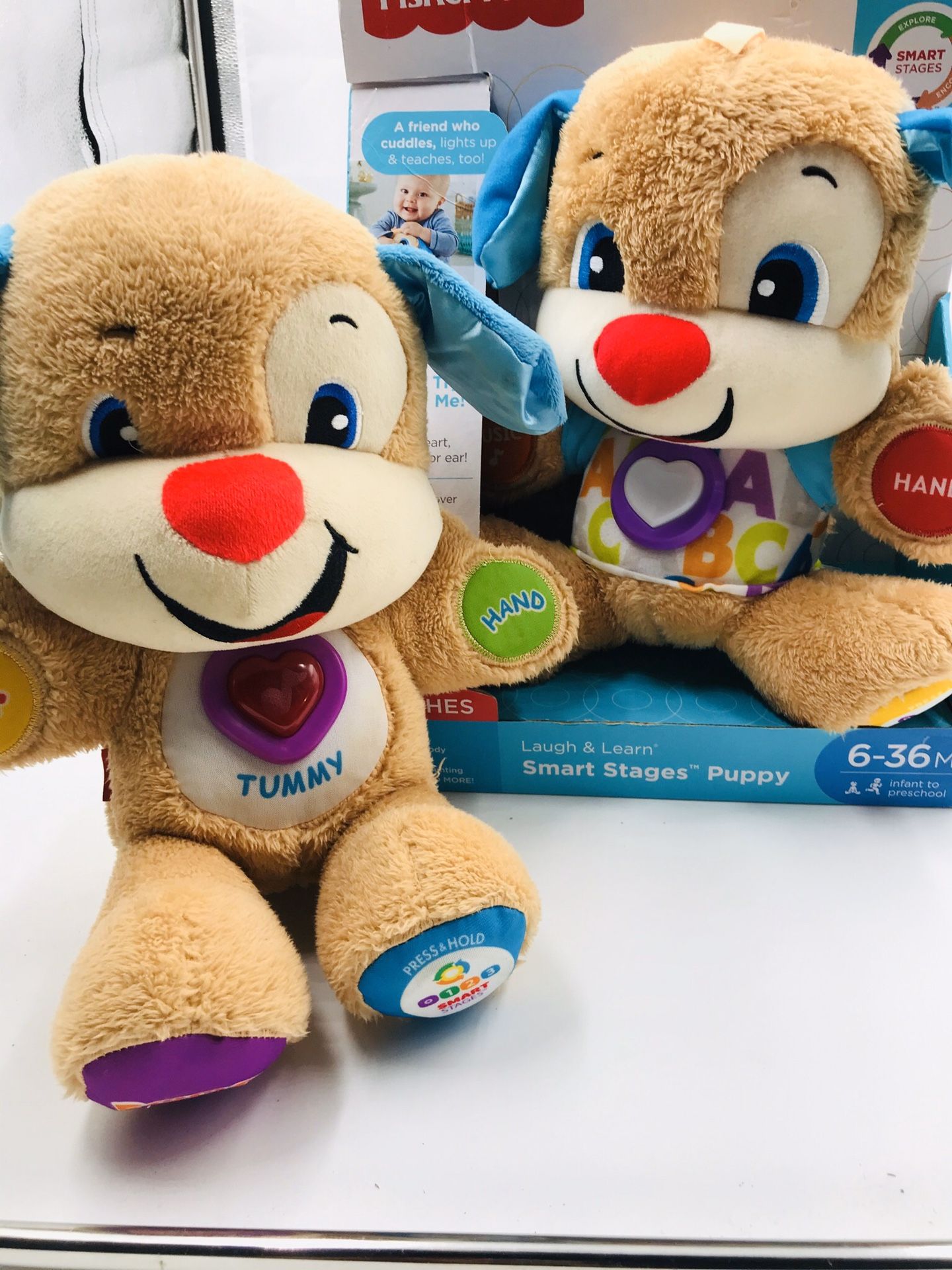 2 Fisher price smart stages laugh and learn puppy plush Animals! Batteries included! NWOB!