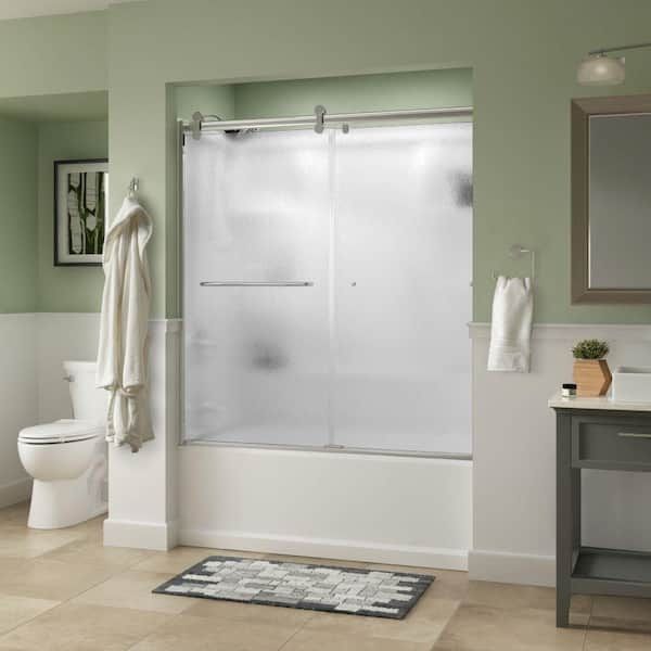 Delta Frameless Sliding Bathtub Door, Chrome with Rain Glass
