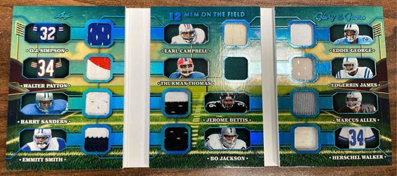 2025 Leaf Glory of the Game O.J. Simpson Walter Payton Barry Sanders Emmitt Smith Earl Campbell Thurman Thomas Jerome Bettis Bo Jackson Eddie George E