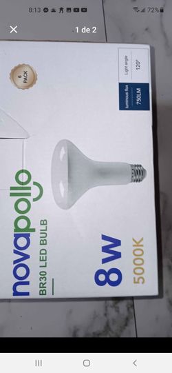 Novapollo bombillas led de has amplio BR30 bombillas led regulable de 750LM luz diurna de 5000K 8W caja de 6 bombillas