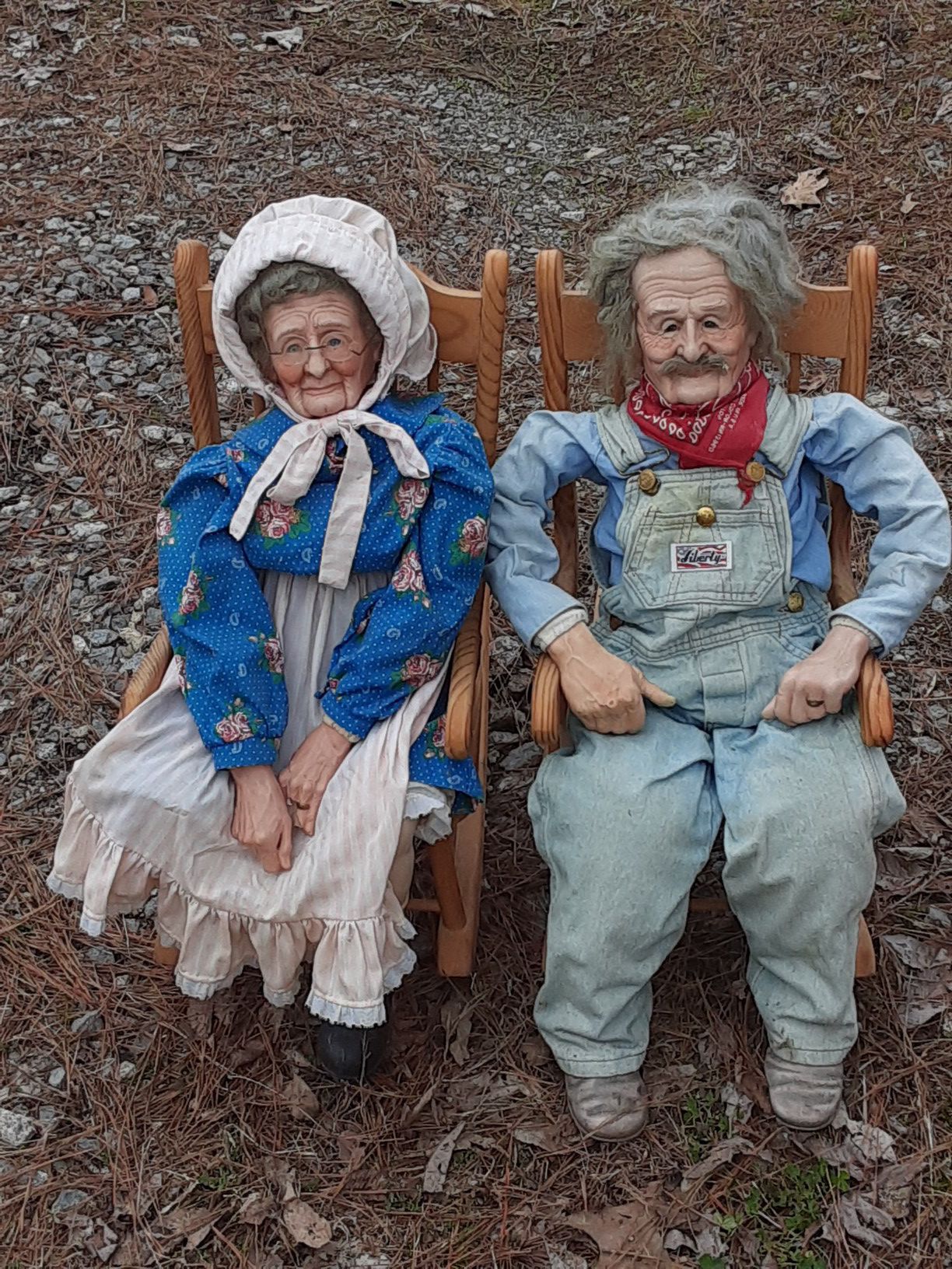 Old man and lady in rocking chairs