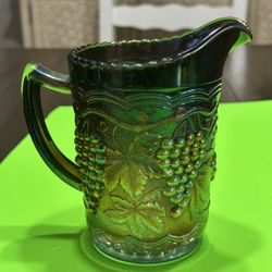 Vintage Carnival Glass Purple Grape And Vine 6 Inch Drink Pitcher 