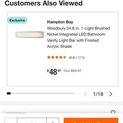 Woodbury 24.6 in. 1-Light Brushed Nickel Integrated LED Bathroom Vanity Light Bar with Frosted Acrylic Shade