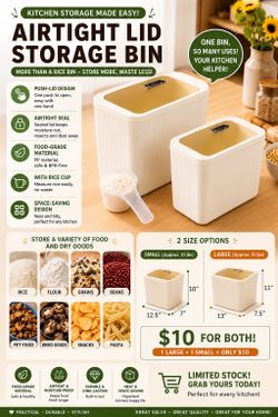 Airtight Food Storage Containers – 1 Large + 1 Small Set - $10