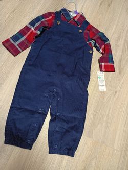 Carter's Baby 2-Piece Plaid Shirt & Overall Set