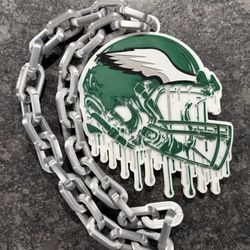 Custom Football Helmet Medallion – 3D Printed “Drip” Style w/ 42” Chain (Fan-Inspired Design)