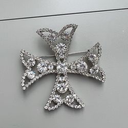Crystal Cross Brooch