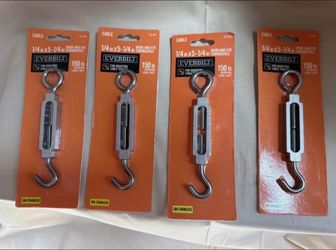Everbilt 1/4 x 5-1/4 Hook Eye Turnbuckle 304 Stainless 150lb Lot of 4