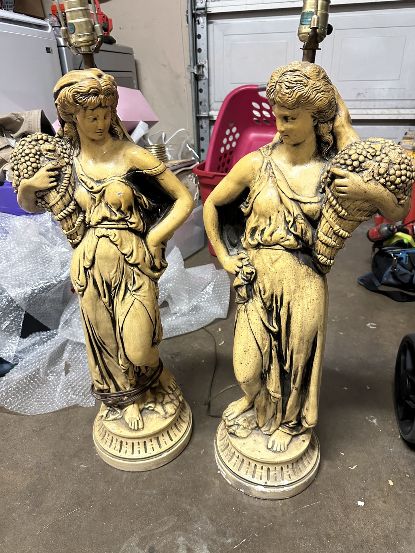 Antique Figurine Pair Of Lamps  H 35”