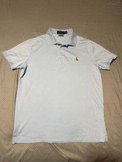 Size M -Polo Ralph Lauren Custom Slim Fit Polo Shirt Light Blue Short Sleeve