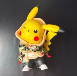 Pikachu figure with Camo Hoodie comics Anime accessories or home room decoration