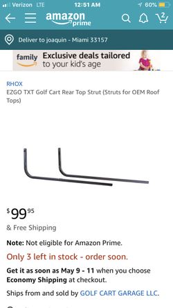 EZGO TXT Golf Cart Rear Struts (Brand New)