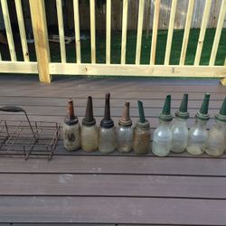 Vintage Motor Oil Bottles & Carriage