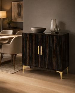 Black & Gold Accent Storage Cabinet – $49.99