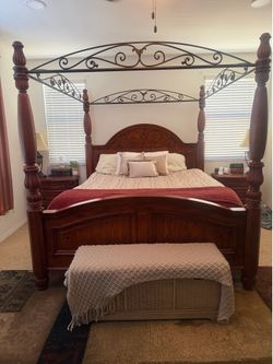 6 piece bedroom set traditional Spanish style heavy furniture