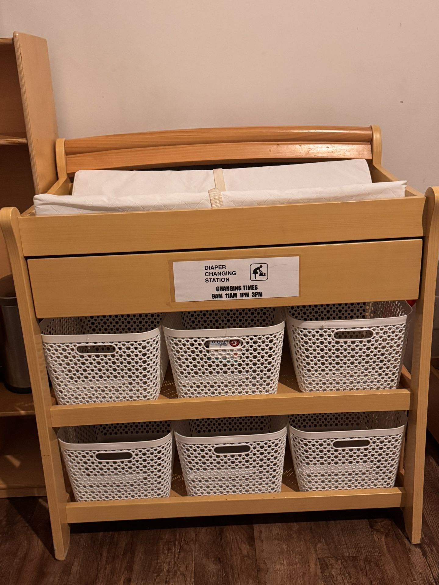 Changing Table With 6 White Bins