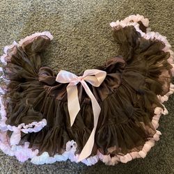 Girls Brown And Pink Full Tutu Skirt Size 6/7 #15