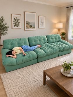 Oversized 3-Piece Modular Cloud Sofa – Extra Deep & Comfy 135” Wide