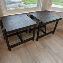 Two Solid Wood End Tables