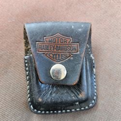 Vintage Zippo Harley Davidson Leather Lighter Pouch For Belt /Used