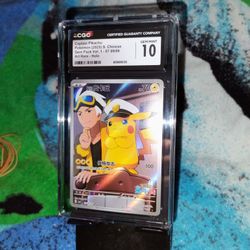 CGC 10 Gem Mint Chinese Captain Pikachu 09\09 Gem Pack Volume 1-07 Art Rare - Holo Slab