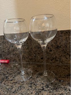 Lenox crystal wine glasses with silver rim - set of 18