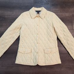 BROOKS BROTHERS Quilted Lined Yellow Jacket Coat Plaid , size 6, good condition 