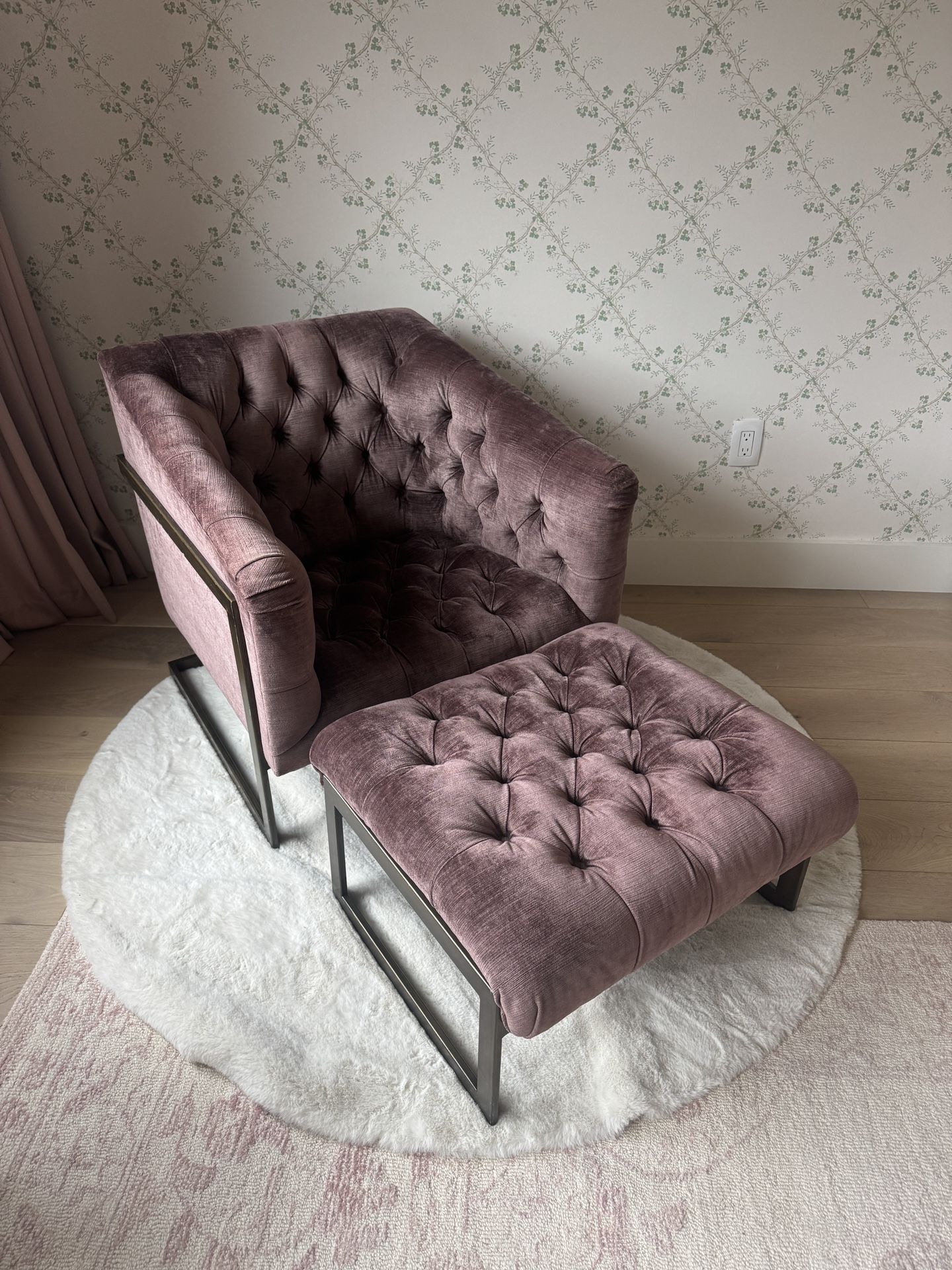 Crushed Velvet Lounge Chair + Ottoman