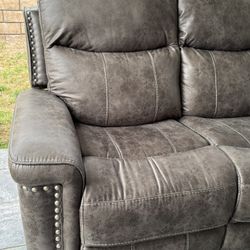 Leather Recliner Couch ( Grey ) 