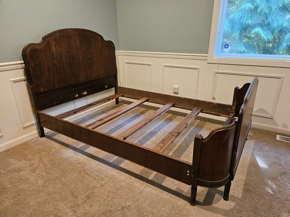 Double Bed Frame With Matching Dresser With Attached Mirror