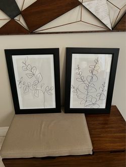 Set of 2 Botanical Line Art Framed Prints