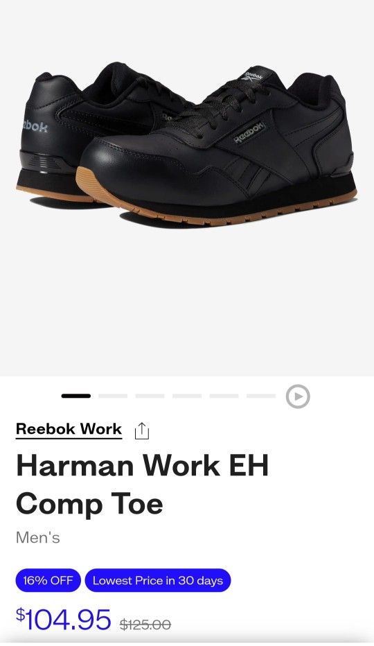 Brand NEW mens Black 7.5 Reebok Shoes