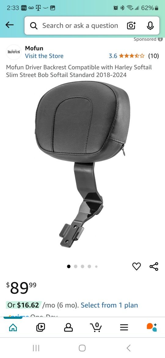 Mofun Driver Backrest For Harley Davidson 2018-2024 Slim Street Bob Softail