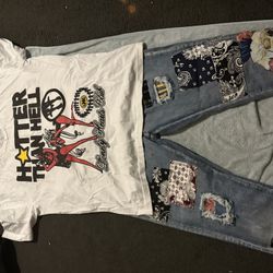 Embellish Jeans Size 44 Brand New Lonely Hearts Club Shirt 2xl Brand New 