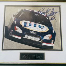 Framed Autgraphed Rusty Wallace Photo