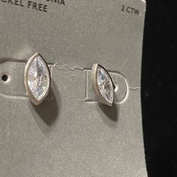 Nordstrom Sterling Silver Earring with Marquis CZ 2CTW