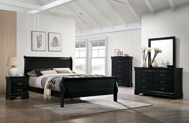 4 PCS BEDROOM SET - QUEEN BED, DRESSER, MIRROR AND NIGHTSTAND  - [NEW]
