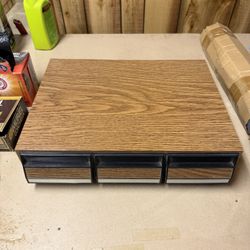 Vintage 3-Drawer Cassette Tape Storage Cabinet - Faux Wood Grain