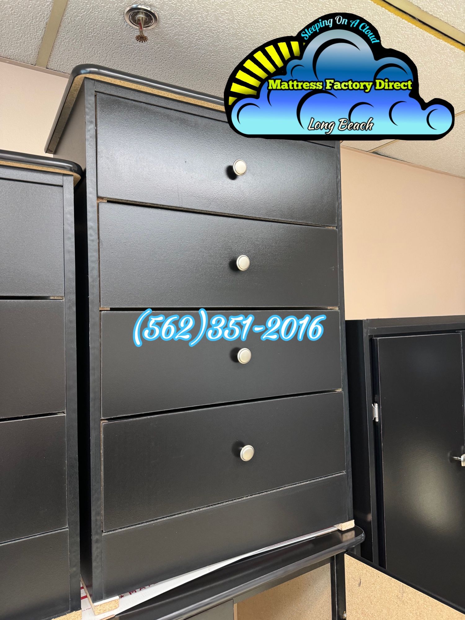 Four Drawer Dresser Nightstand Black